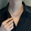 This minimalist square interlocking double-layer necklace is the same as Tan Jianci's. It's a trendy, versatile and high-end collarbone chain for men Specification image